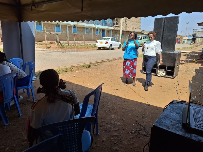 Legal professionals presenting to community